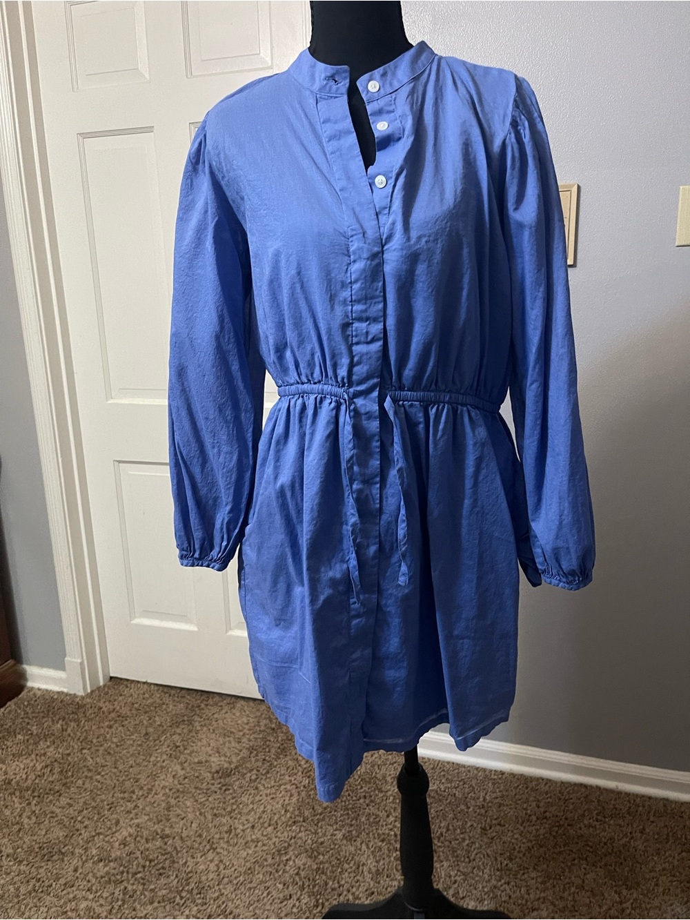 Banana Republic Cornflower Blue Long Sleeve Shirt Dress